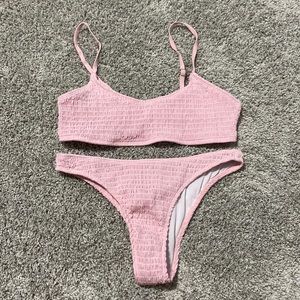 SHEIN Light Pink Ribbed Bikini. Top Size L. Bottom Size L